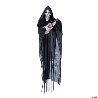 4 Ft Hanging Animated Singing Skull Reaper with Guitar