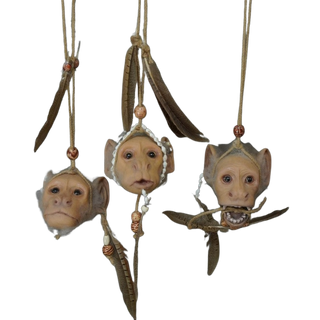 Hanging Tiki Tribal Monkey Heads (set of 3)