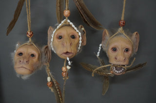 Hanging Tiki Tribal Monkey Heads (set of 3)